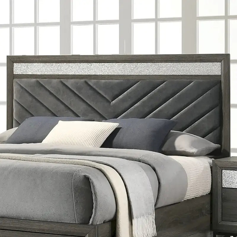 Set camera da letto a piattaforma contemporanea grigia a 6 pezzi Heinisk di Furniture of America 7
