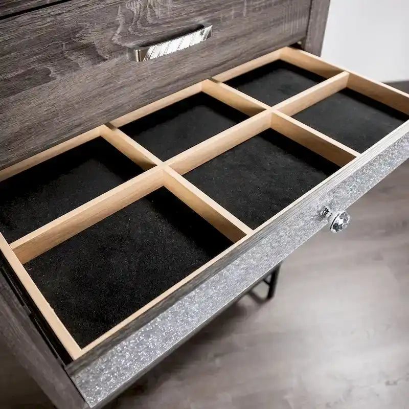Set camera da letto a piattaforma contemporanea grigia a 6 pezzi Heinisk di Furniture of America 9