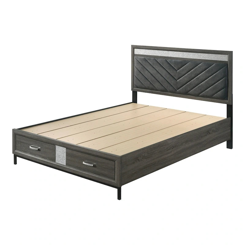 Set camera da letto a piattaforma contemporanea grigia a 6 pezzi Heinisk di Furniture of America 11