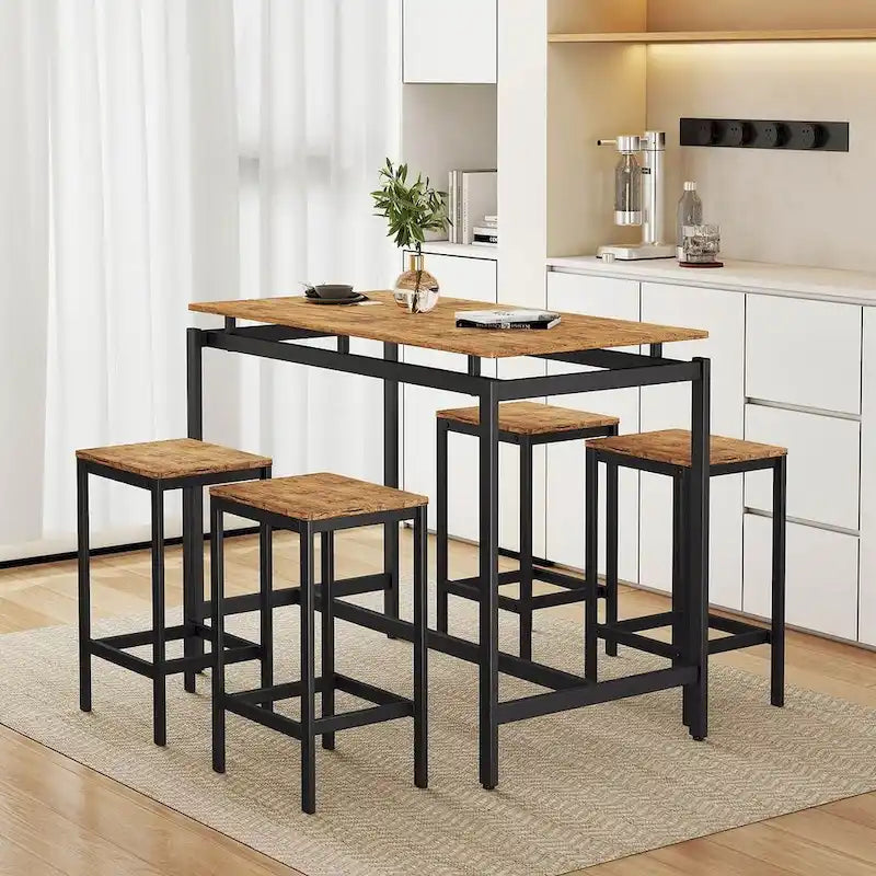 Modern 5-Piece Compact Bar Table Set with Table and Stools