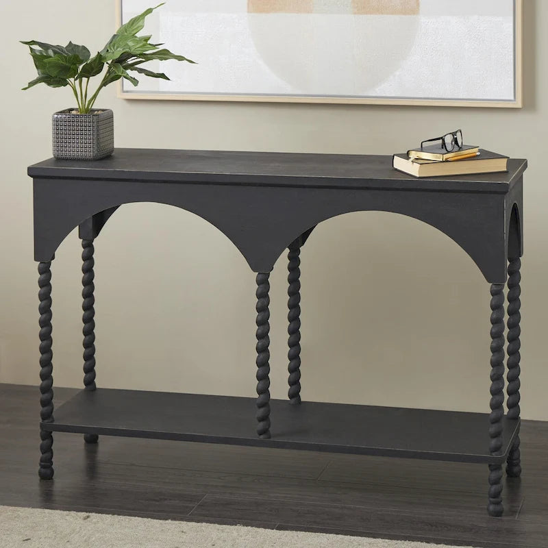Wood Arched 1 Shelf Console Table - Black - Roche River Decor