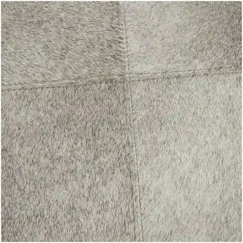 Leather Patchwork Living Room Stool with Silver Metal Base - Gray - Roche River Decor 6