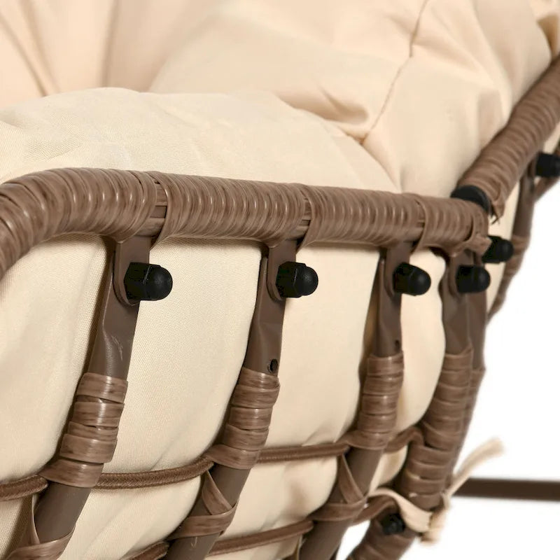 Moasis Patio Rocking Papasan Chair Outdoor Oversized Basket Chair Rocker with Cushion 5