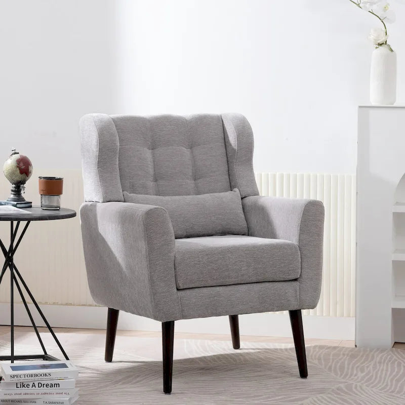 Upholstered Accent Chairs, Armchair Club Chair With Wooden Leg For Living room, Bedroom Reading Room