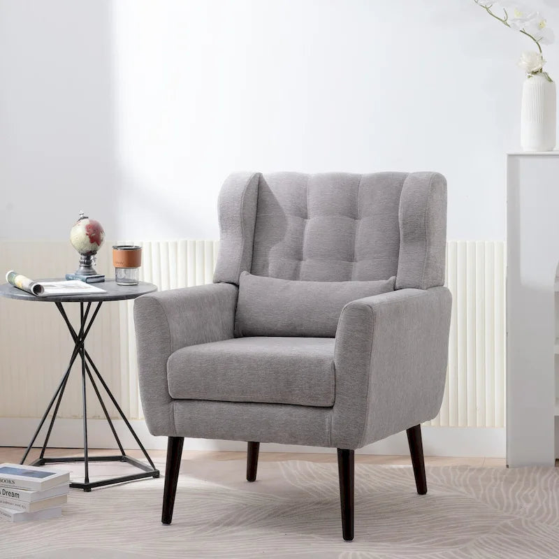 Upholstered Accent Chairs, Armchair Club Chair With Wooden Leg For Living room, Bedroom Reading Room 3