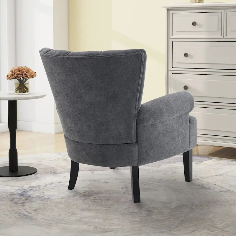 Upholstered Accent Chairs, Armchair Club Chair With Wooden Leg For Living room, Bedroom Reading Room 8