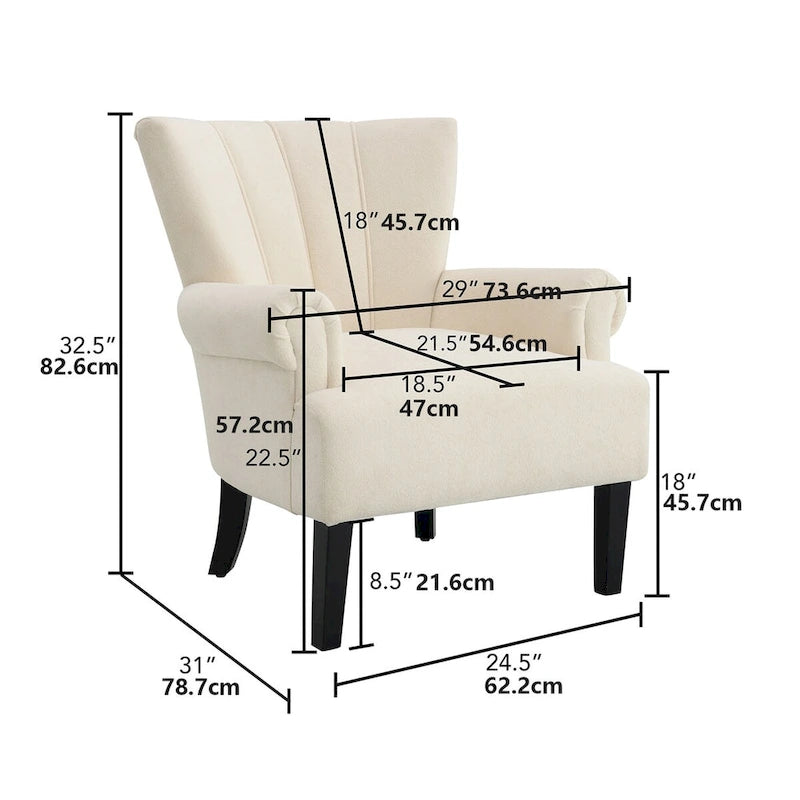 Upholstered Accent Chairs, Armchair Club Chair With Wooden Leg For Living room, Bedroom Reading Room 33