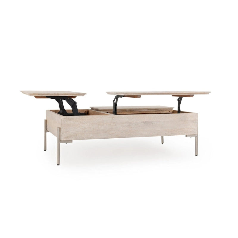 Classic Home Rocklin Mango Wood Lift Top Coffee Table in White