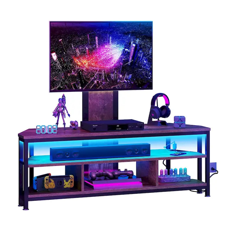 Moasis LED Light TV Stand with Mount, Power Outlet amd USB Port for TVs up to 70 27
