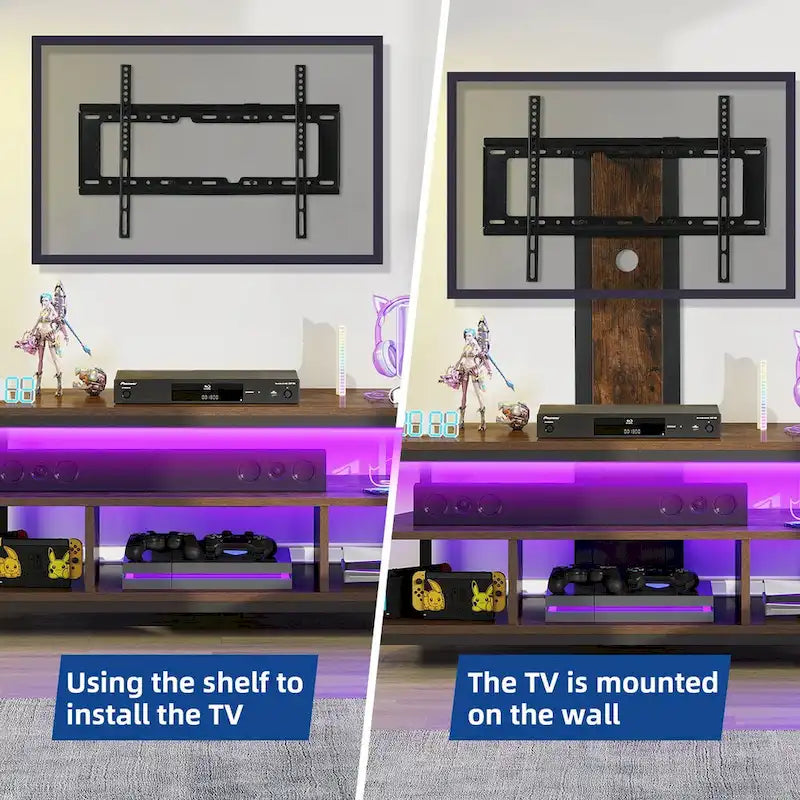 Moasis LED Light TV Stand with Mount, Power Outlet amd USB Port for TVs up to 70 4