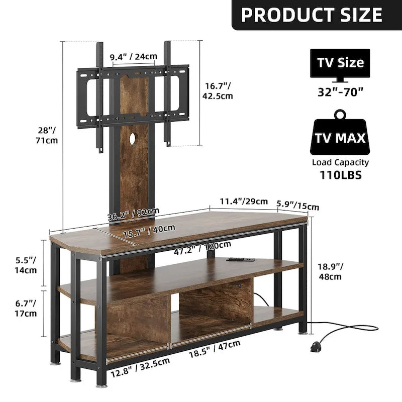 Moasis LED Light TV Stand with Mount, Power Outlet amd USB Port for TVs up to 70 7
