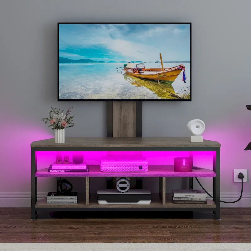 Moasis LED Light TV Stand with Mount, Power Outlet amd USB Port for TVs up to 70 9