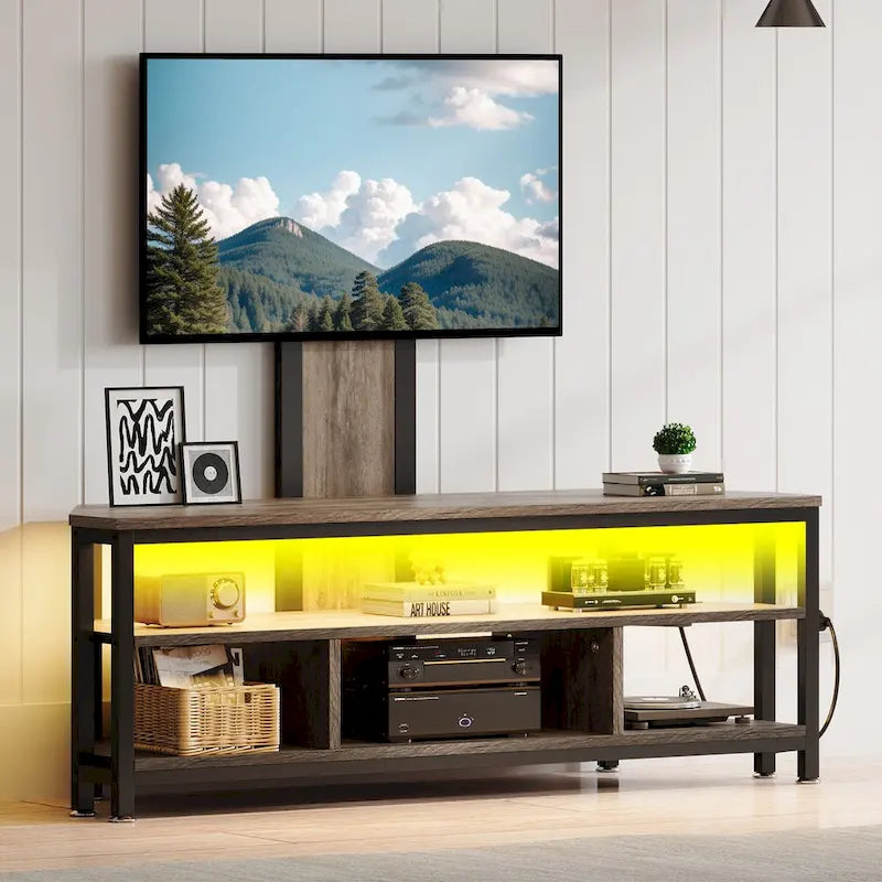 Moasis LED Light TV Stand with Mount, Power Outlet amd USB Port for TVs up to 70 10