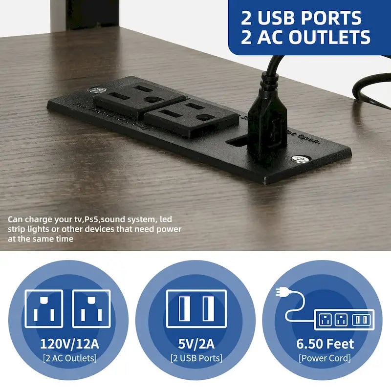 Moasis LED Light TV Stand with Mount, Power Outlet amd USB Port for TVs up to 70 12