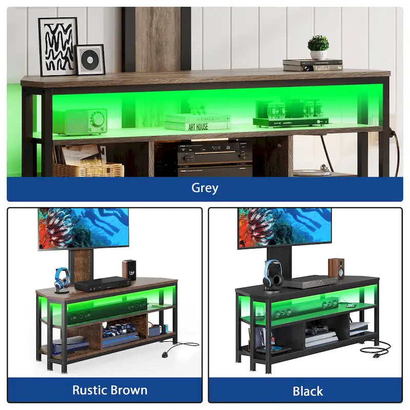 Moasis LED Light TV Stand with Mount, Power Outlet amd USB Port for TVs up to 70 13
