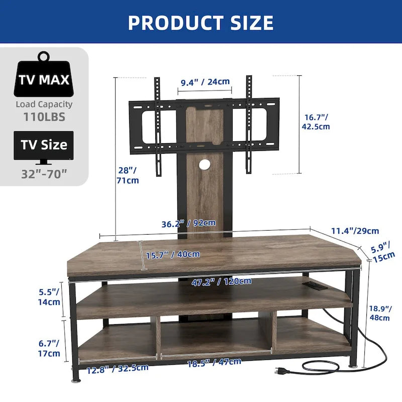 Moasis LED Light TV Stand with Mount, Power Outlet amd USB Port for TVs up to 70 15