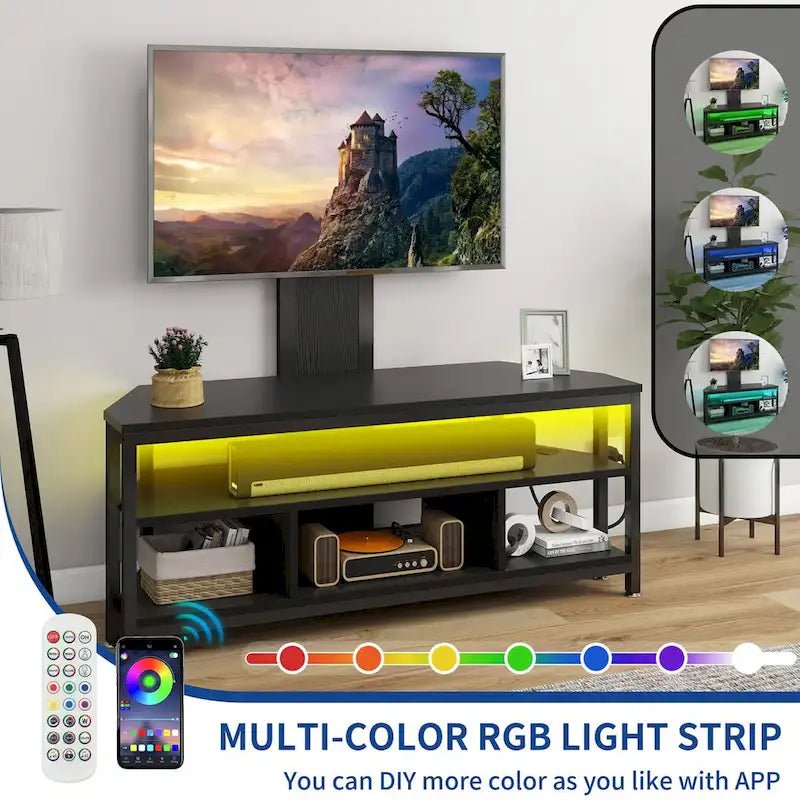 Moasis LED Light TV Stand with Mount, Power Outlet amd USB Port for TVs up to 70 19