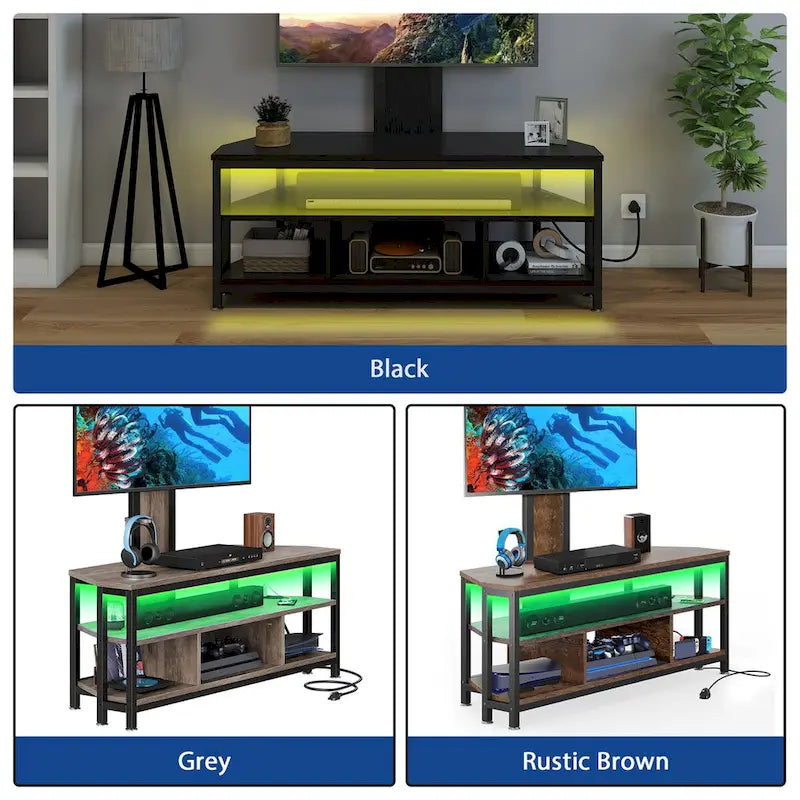 Moasis LED Light TV Stand with Mount, Power Outlet amd USB Port for TVs up to 70 21