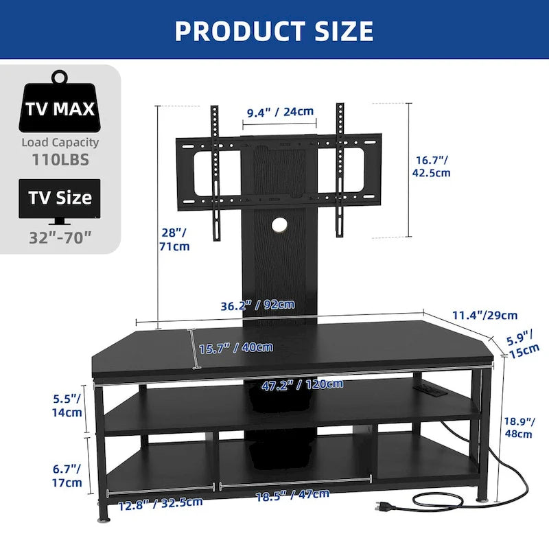 Moasis LED Light TV Stand with Mount, Power Outlet amd USB Port for TVs up to 70 23