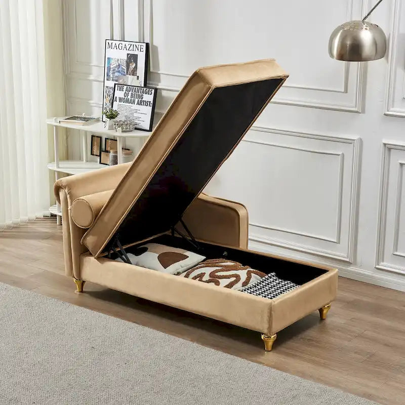Modern Upholstery Chaise Lounge Chair with Storage Velvet 4