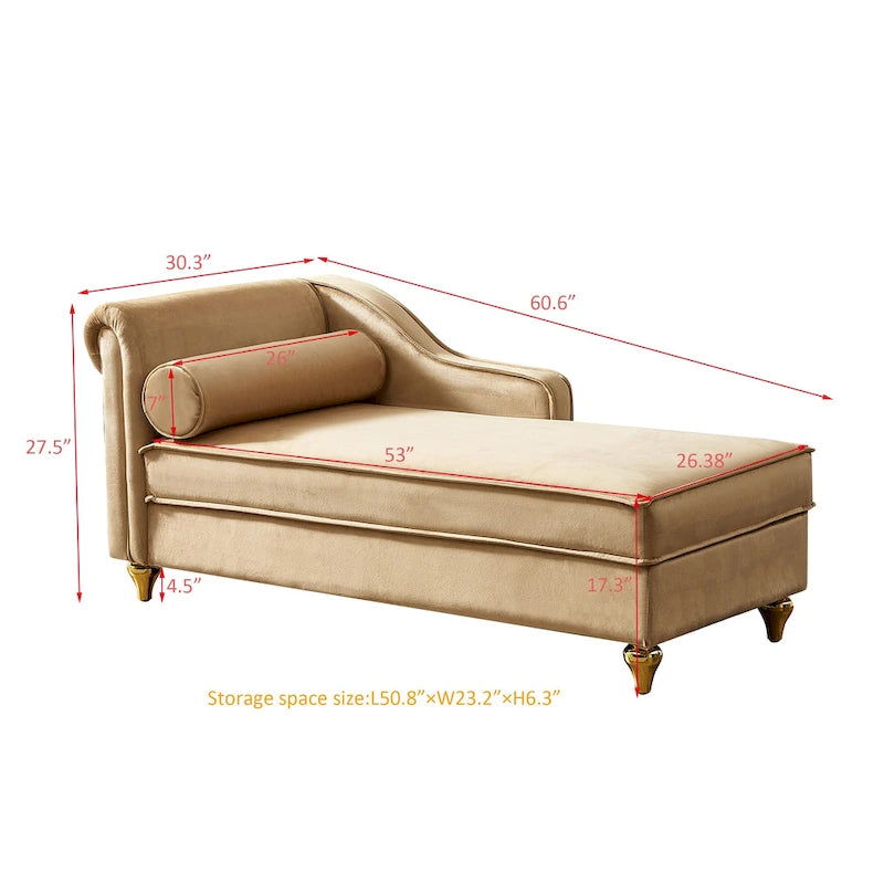 Modern Upholstery Chaise Lounge Chair with Storage Velvet 12