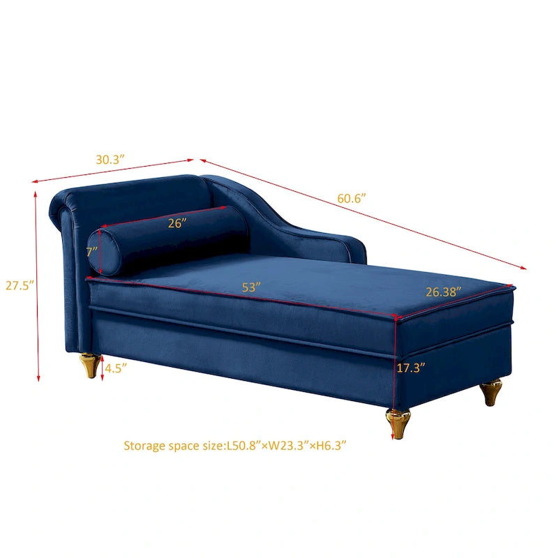 Modern Upholstery Chaise Lounge Chair with Storage Velvet 23