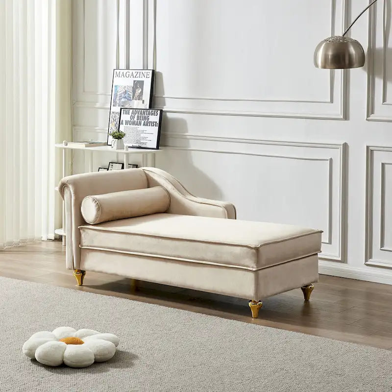 Modern Upholstery Chaise Lounge Chair with Storage Velvet 24