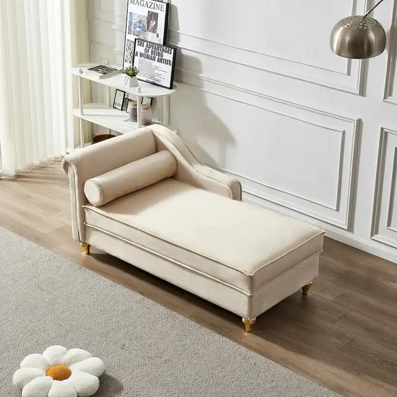 Modern Upholstery Chaise Lounge Chair with Storage Velvet 25