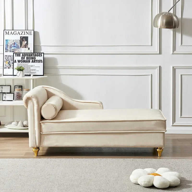 Modern Upholstery Chaise Lounge Chair with Storage Velvet 26