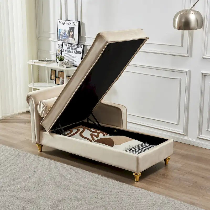 Modern Upholstery Chaise Lounge Chair with Storage Velvet 28