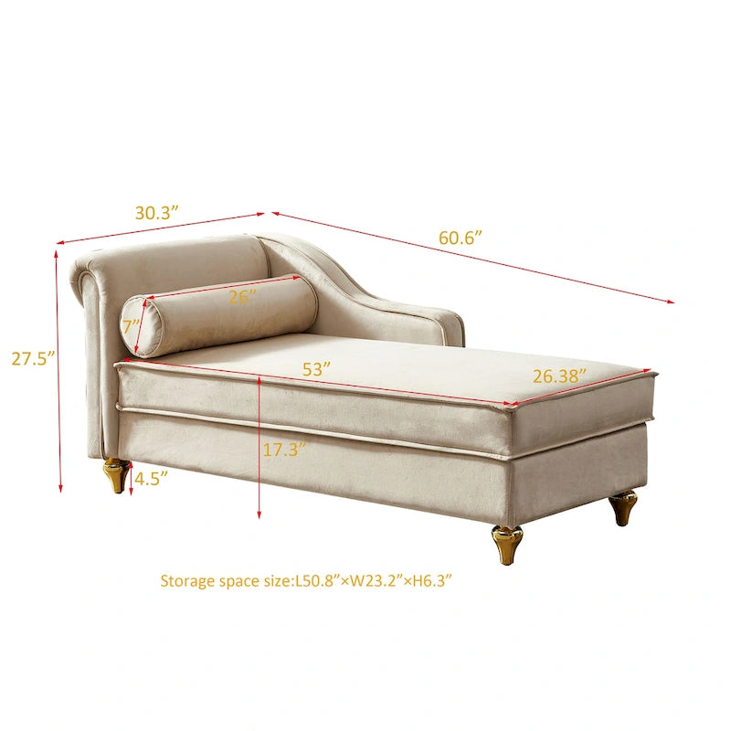 Modern Upholstery Chaise Lounge Chair with Storage Velvet 33