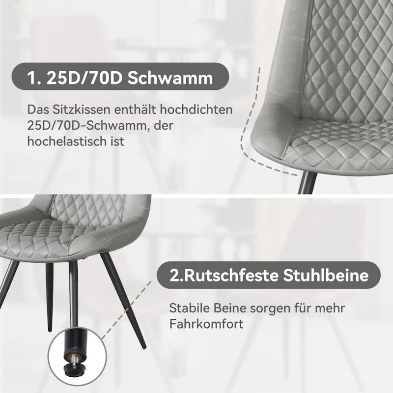 Leather Dining Chair with Metal Legs Set of 2 4