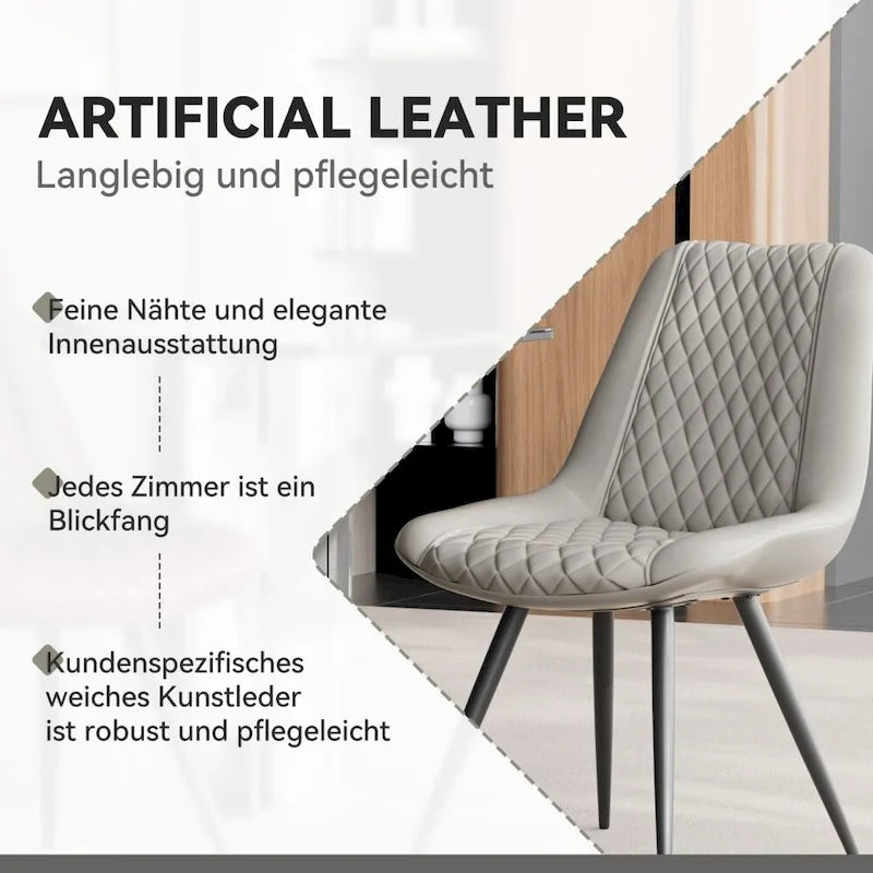 Leather Dining Chair with Metal Legs Set of 2 5