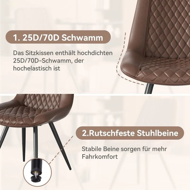 Leather Dining Chair with Metal Legs Set of 2 9