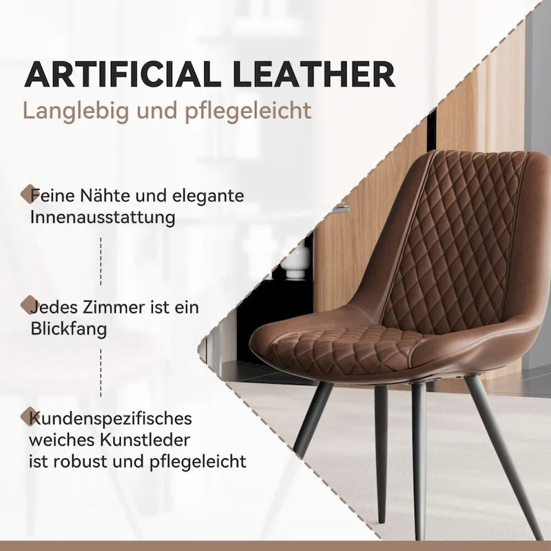 Leather Dining Chair with Metal Legs Set of 2 10