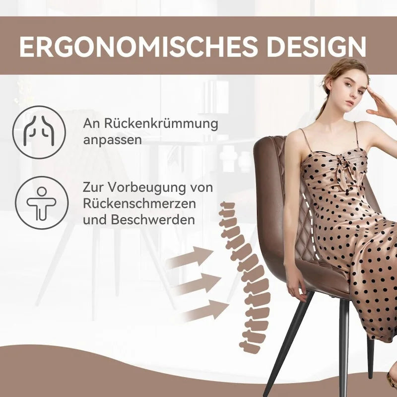 Leather Dining Chair with Metal Legs Set of 2 12