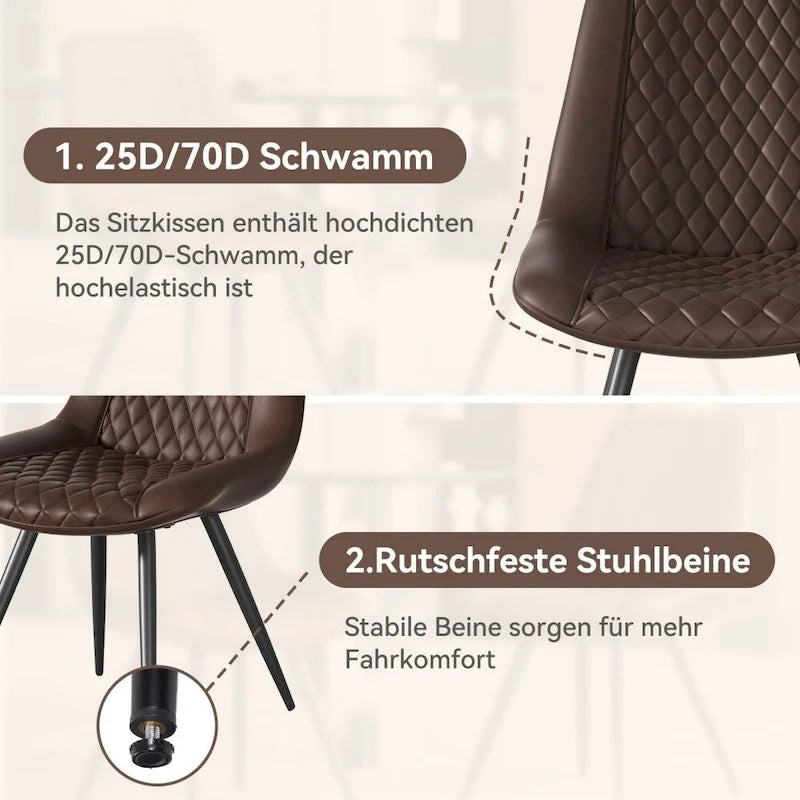 Leather Dining Chair with Metal Legs Set of 2 15