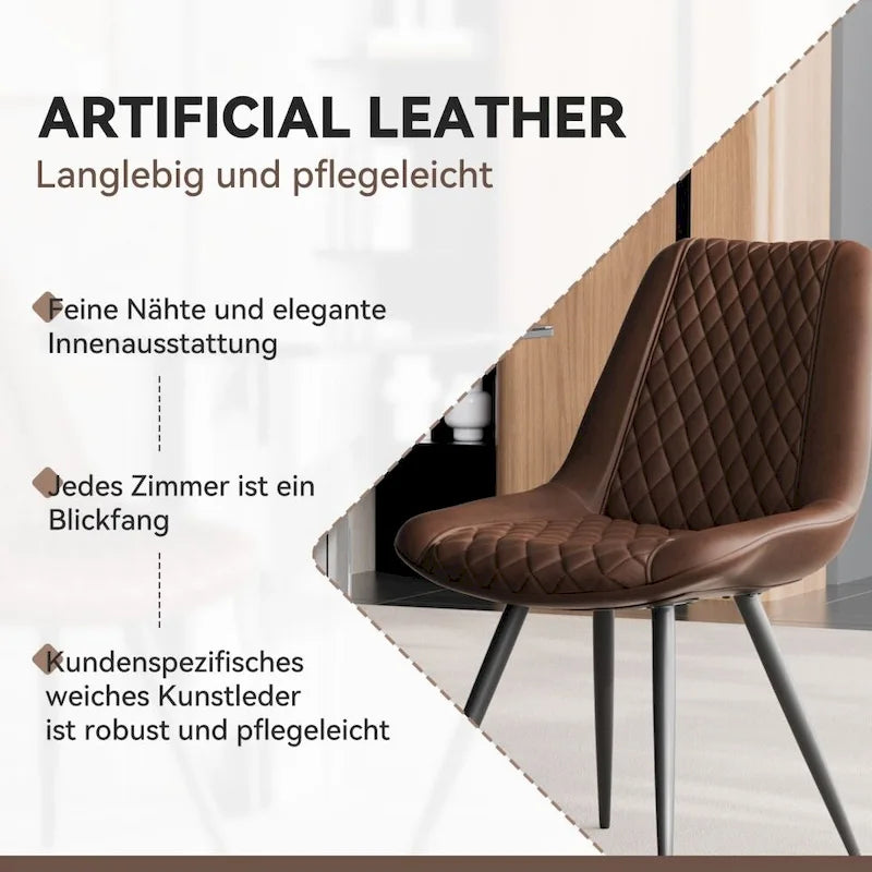 Leather Dining Chair with Metal Legs Set of 2 16