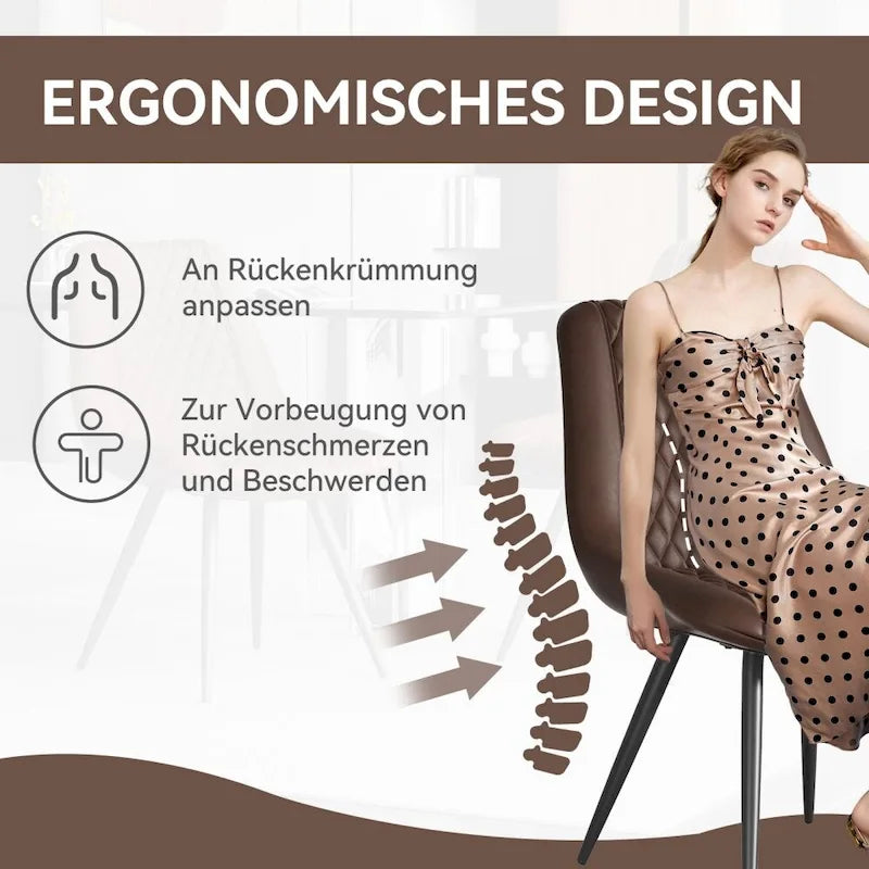 Leather Dining Chair with Metal Legs Set of 2 18