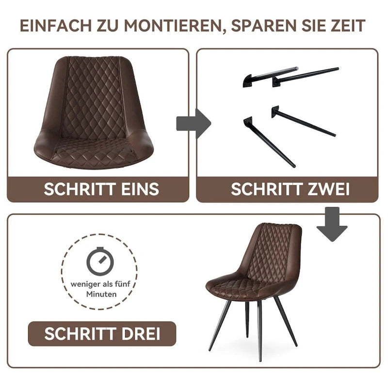 Leather Dining Chair with Metal Legs Set of 2 19