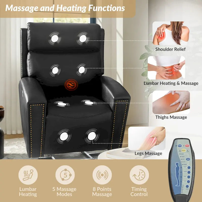 Power Modern Massage and Heating Lift Recliner Chair with Charging Ports by HULALA HOME 4