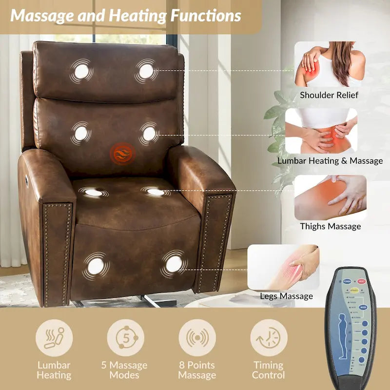 Power Modern Massage and Heating Lift Recliner Chair with Charging Ports by HULALA HOME 11