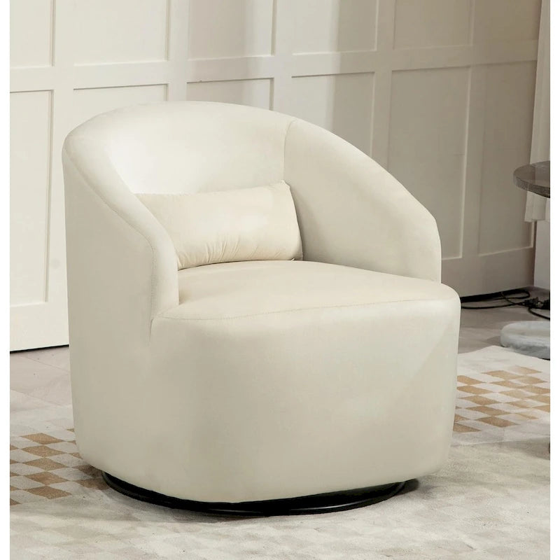 Accent Chair with Barrel-shaped Design and 360 Degree Swivel Feature 36