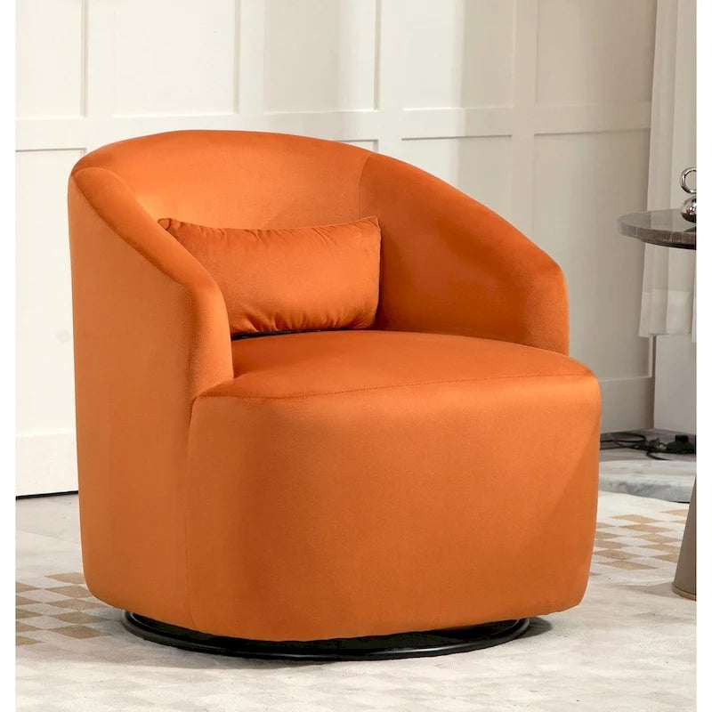 Accent Chair with Barrel-shaped Design and 360 Degree Swivel Feature 37