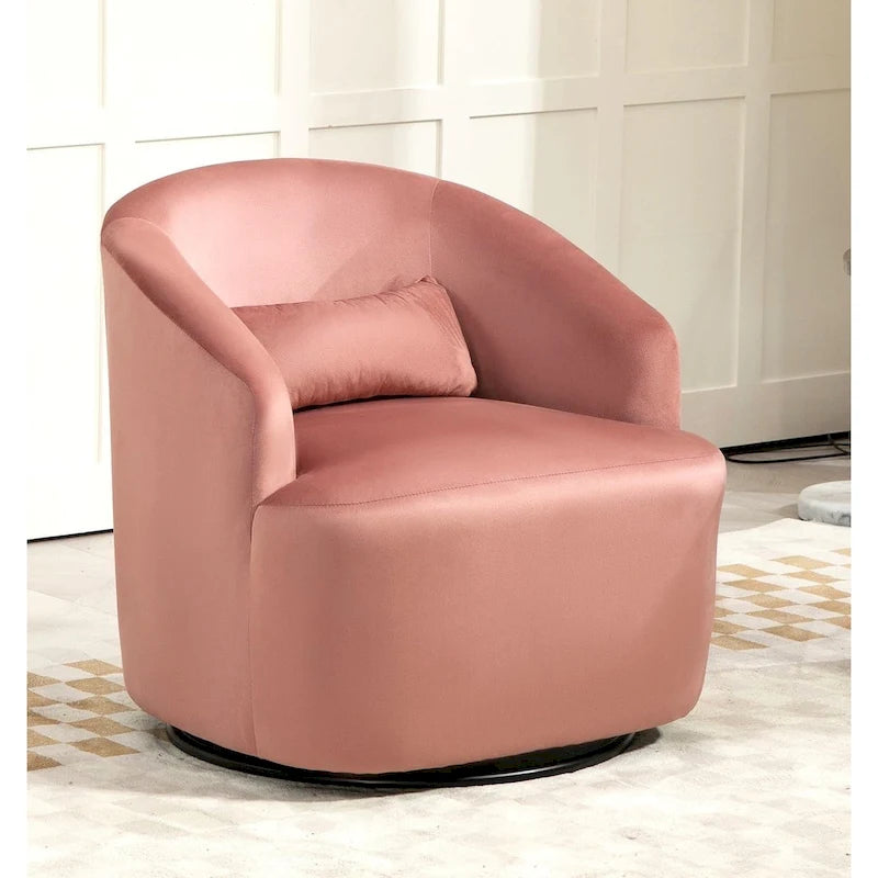 Accent Chair with Barrel-shaped Design and 360 Degree Swivel Feature 42