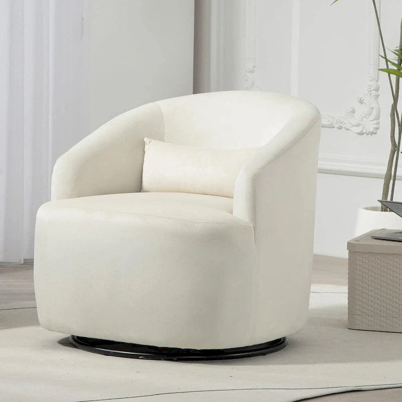 Accent Chair with Barrel-shaped Design and 360 Degree Swivel Feature 4