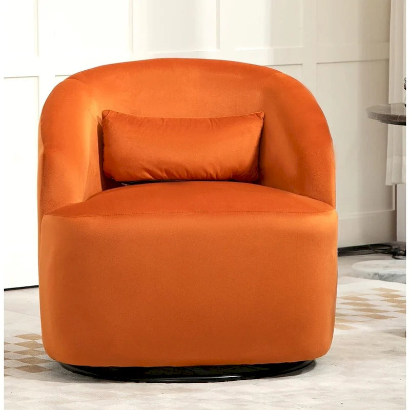 Accent Chair with Barrel-shaped Design and 360 Degree Swivel Feature 19