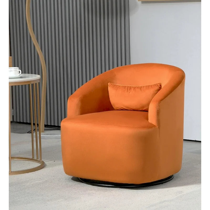 Accent Chair with Barrel-shaped Design and 360 Degree Swivel Feature 30