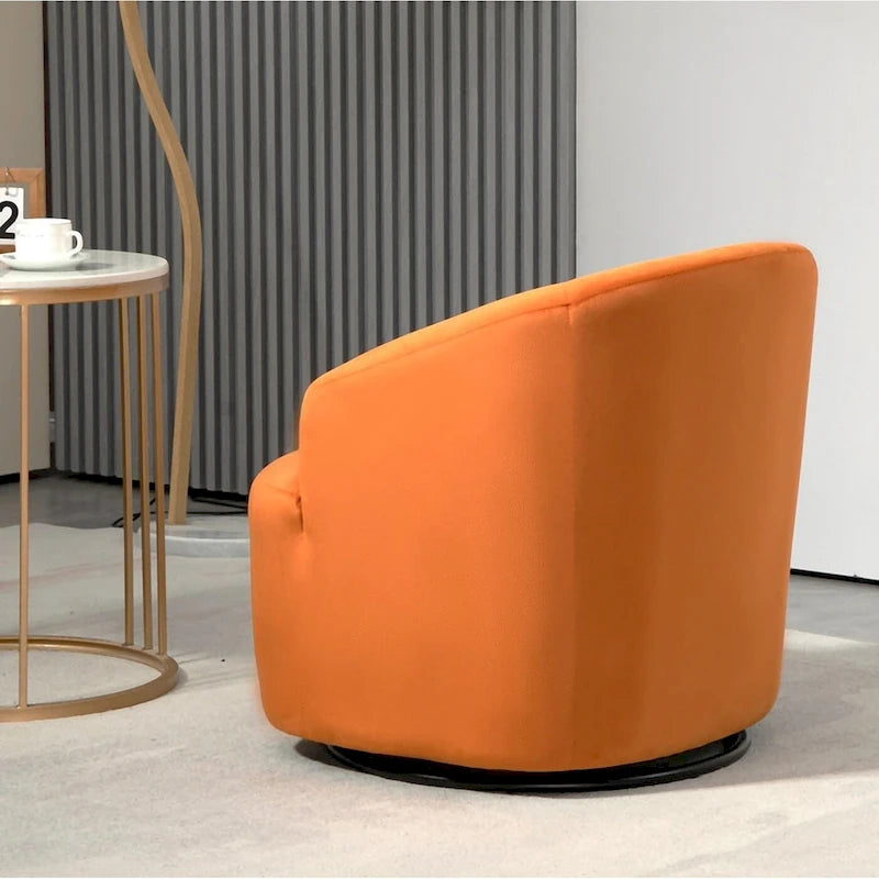 Accent Chair with Barrel-shaped Design and 360 Degree Swivel Feature 32