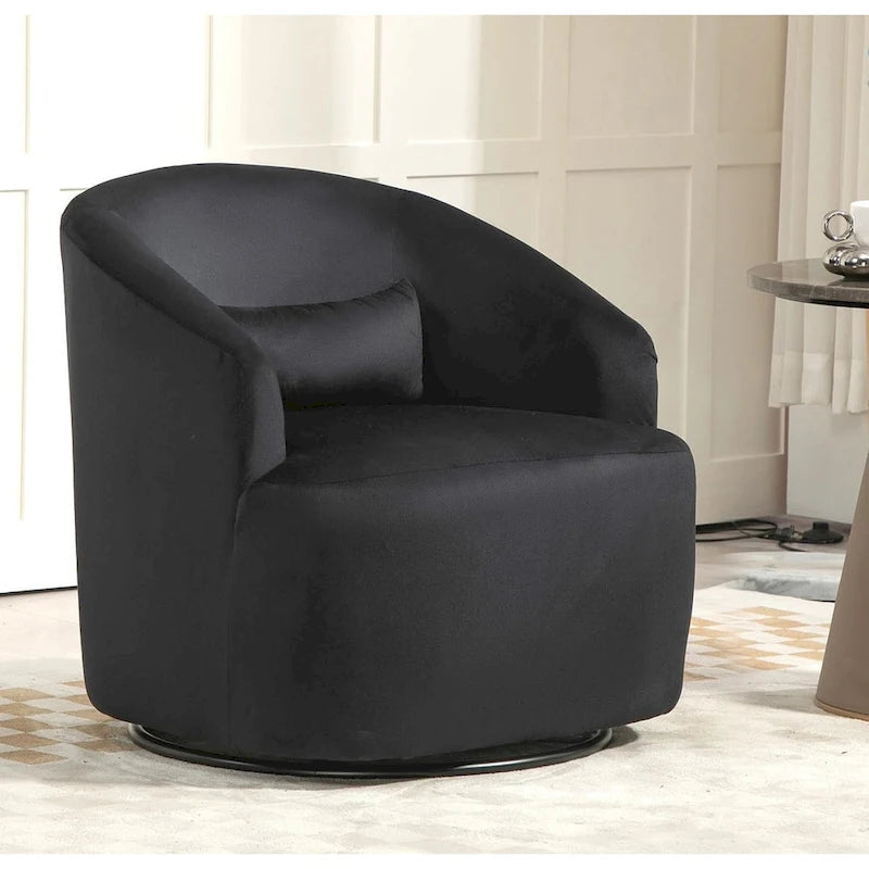 Accent Chair with Barrel-shaped Design and 360 Degree Swivel Feature 34